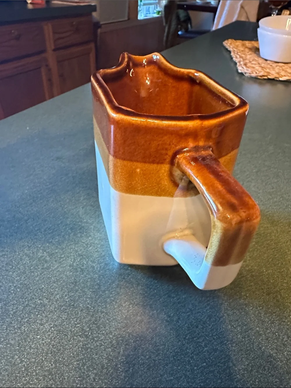Vintage/ Brown and Cream Ceramic Creamer - Rustic Home Dining
